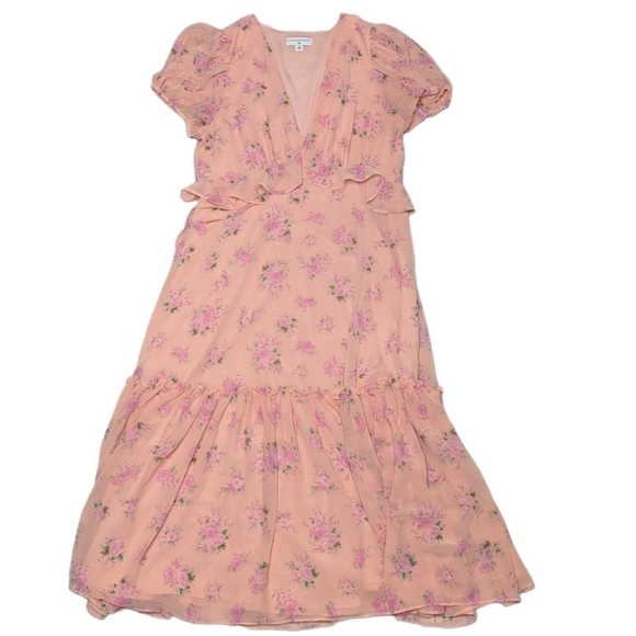 Loveshackfancy Target Womens Dress Pink Floral Barbie Prairie Fleur Midi Size 14 - Picture 2 of 16